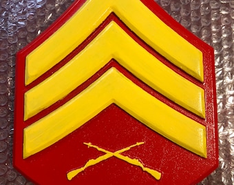 Marine Corps Sergeant Plaque,  E-5, Approx 7x9 in, United States Marine Corps, Sgt