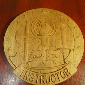 10-11&quot; Army Instructor Badge (Your Choice of Wood and Level)
