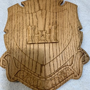 Engineer Regiment Crest 10-11&quot;  (Your Choice of wood)