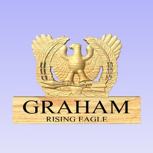 Rising Eagle Coin Holder, Warrant Officer Desk Plaque Approx 13x9x1.5