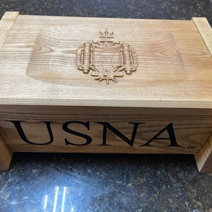 Gift Box United States Naval Academy (USNA) 9.5x13 Gift Box with one 3D image on top and Engraving on four sides