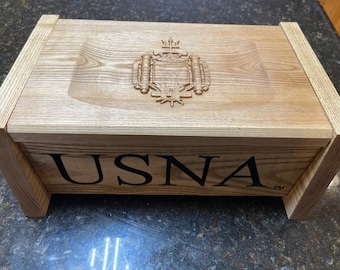 Gift Box United States Naval Academy (USNA) 9.5x13 Gift Box with one 3D image on top and Engraving on four sides