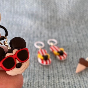 Summertime Mickey Mouse, Disney Stitch Markers, Progress Keepers, Charms, Earrings image 5
