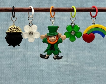 St Patrick's Day Stitch Markers, Progress Keepers, Charms