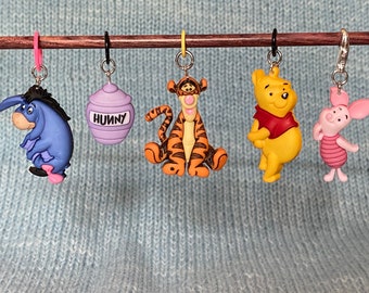 Winnie The Pooh and Friends Stitch Marker, Progress Keepers, Charms