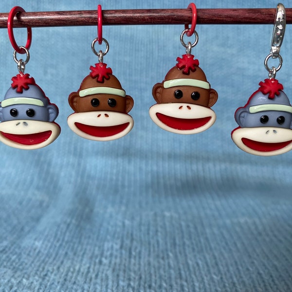 Sock Monkey Stitch Markers, Progress Keepers, Charms, Earrings