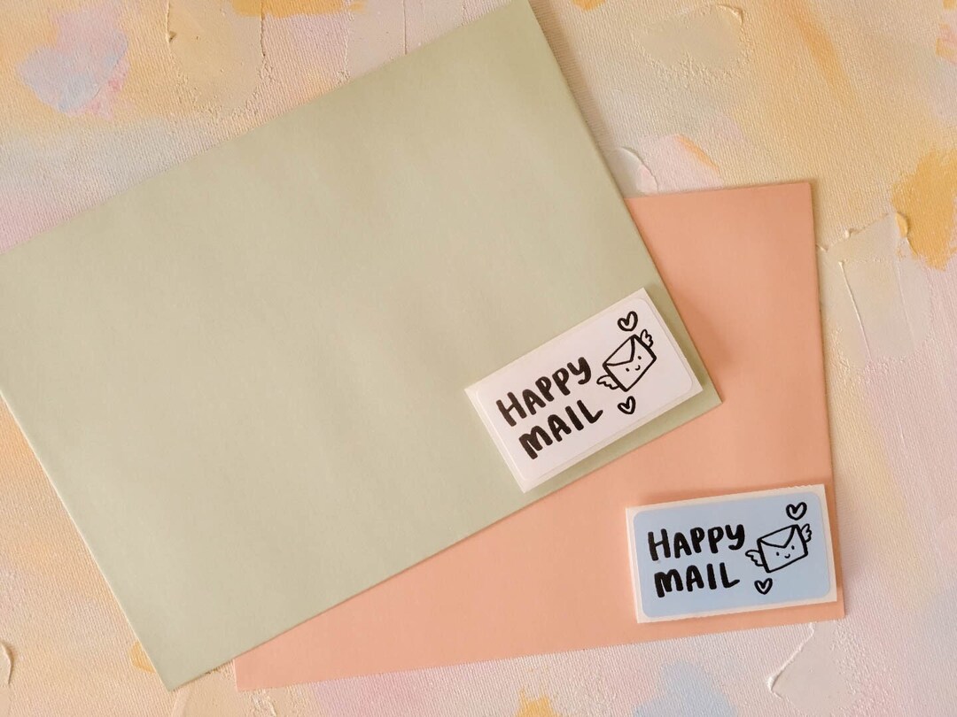 Happy Mail Sticker: Small Business Packaging Labels (2.25 X 1.25 Inch ...