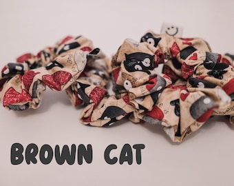 Handmade Cat Scrunchie: Cotton Hair Tie, Cat Mom Gift
