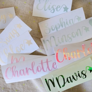 Holographic Name with Star Vinyl Decal, Water Bottle Name Decal, Custom Name Sticker, Custom Decals, Vinyl Decals, Custom Vinyl Stickers