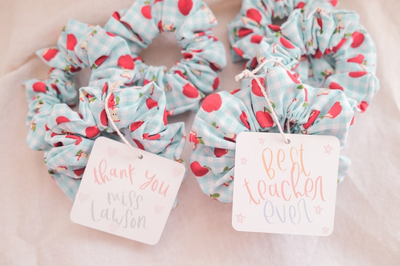 Apple Hair Scrunchie: Teacher Appreciation Gift with Favor Card image 1