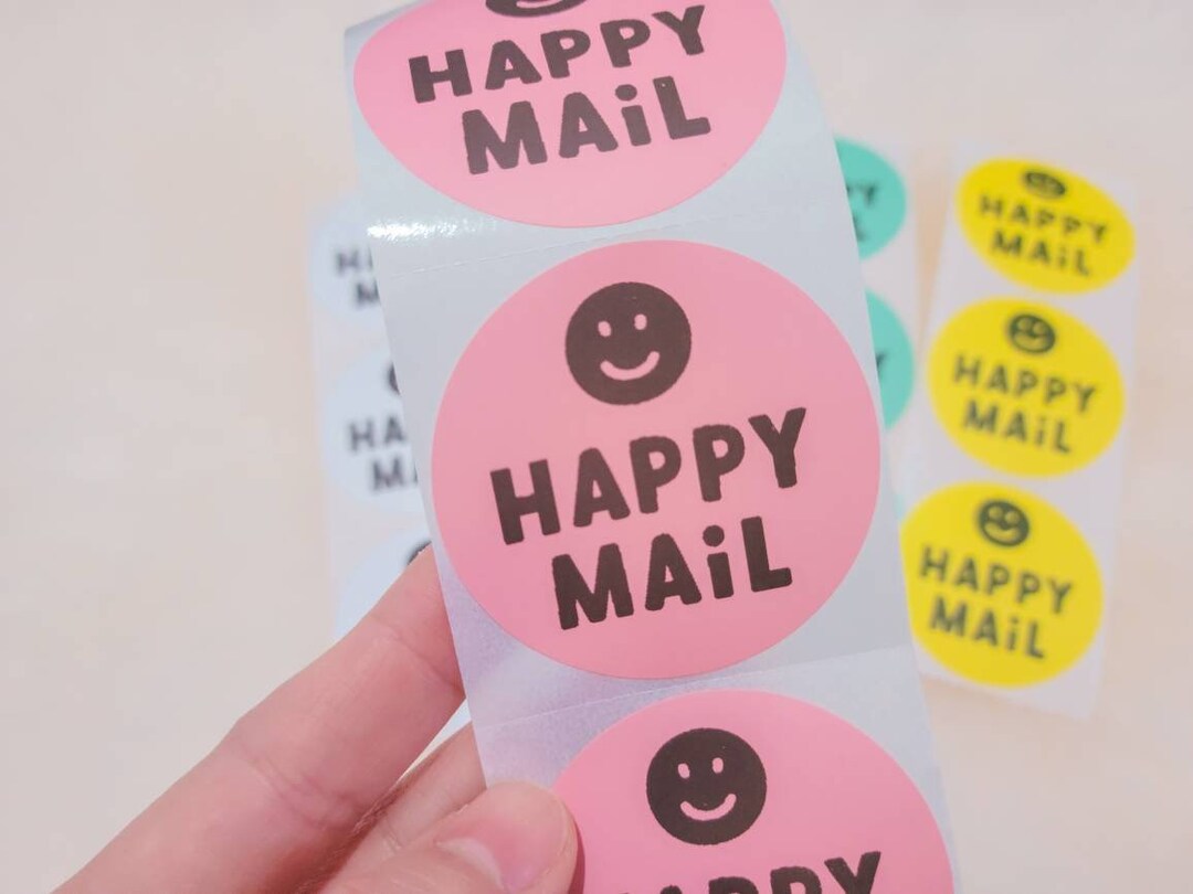 Happy Mail Stickers: 2-inch Circle, Small Business Packaging - Etsy