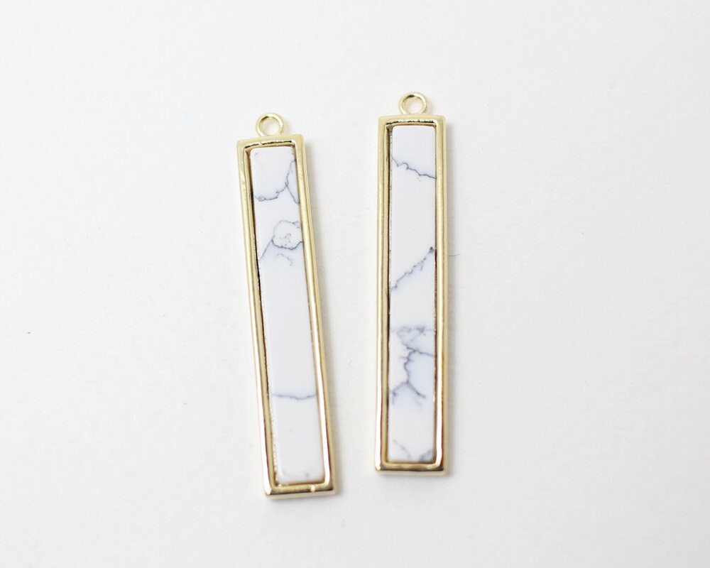 P0225/AntiTarnished Gold Plating Over Brass/Howlite Square Etsy