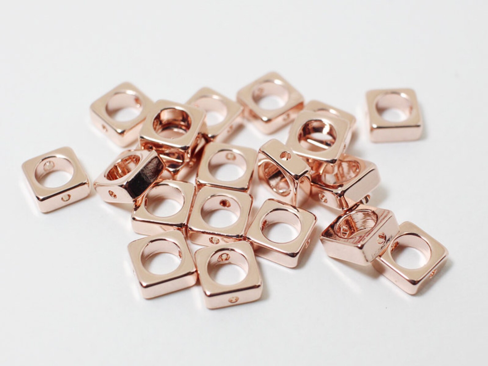 P0472/antitarnished Rose Gold Plating Over Brass/square Charm Etsy