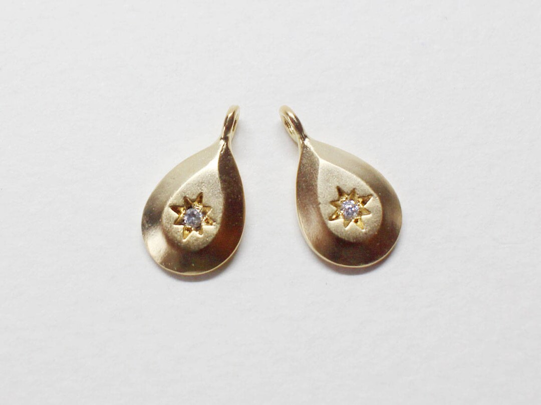 P0681/antitarnished Matte Gold Plating Over Brass/solid Teardrop Cubic
