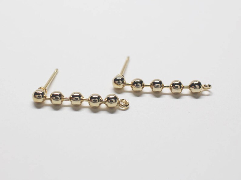 2pcs Surgical PostDangle Balls Stud Earrings23x3.2mm include ring E0215Anti-Tarnished Gold Plating Over Brass