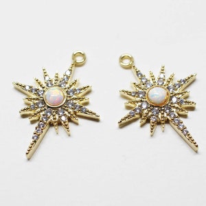 P1069/Large Opal Star Pendant,Star pendant,cubic pendant,opal pendant,sun pendant,opal for necklace/Gold plating/1pcs