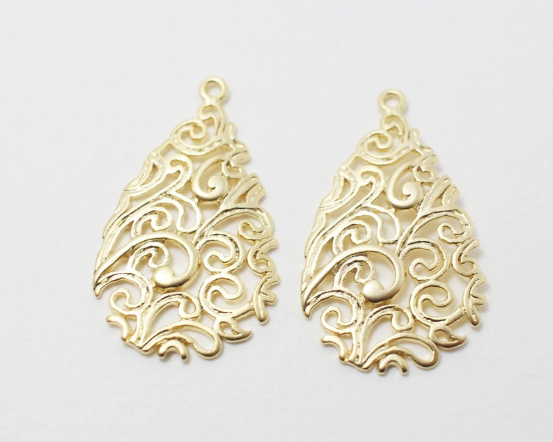 P0202/antitarnished Matt Gold Plating Over Brass/paisley Etsy