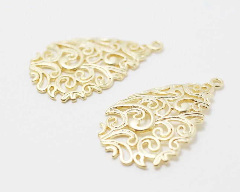 P0202/antitarnished Matt Gold Plating Over Brass/paisley Etsy