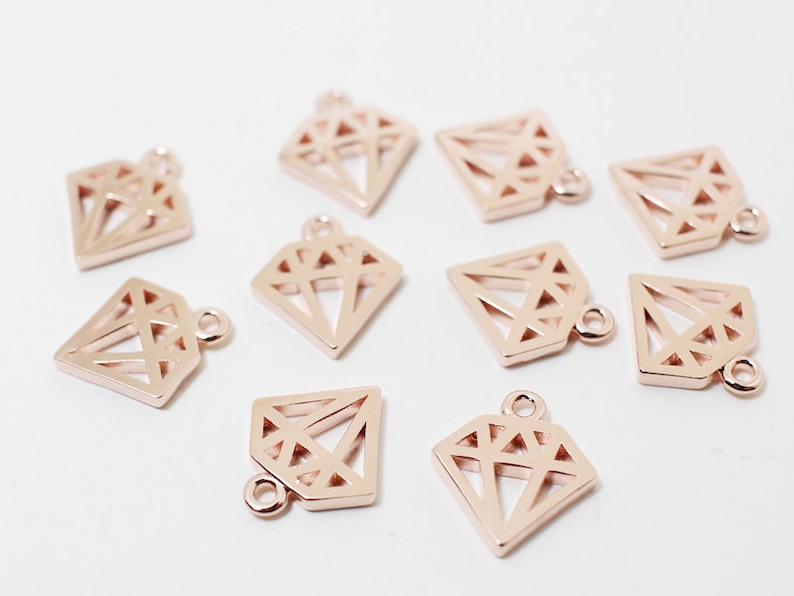 P0438/antitarnished Rose Gold Plating Over Brass /diamond Etsy