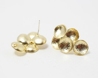 E0052/Anti-tarnished Matte Gold Plating Over Brass/Concave Circles Earrings/16x24mm/2pcs