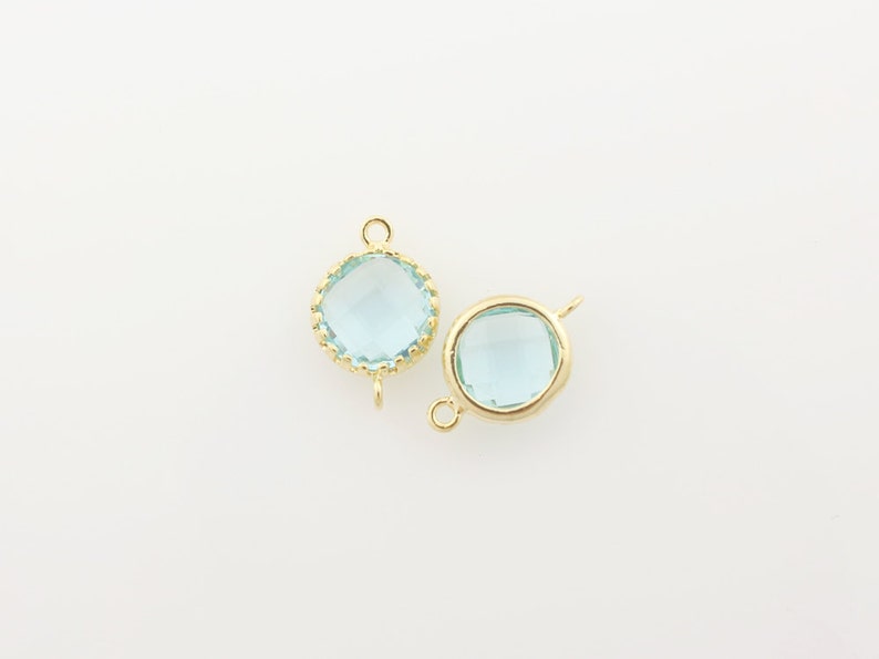 G000807CEriniteGold plated over brassTooth Framed round faceted glass connector14mm x 9mm2pcs