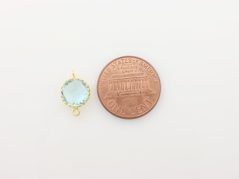 G000807CEriniteGold plated over brassTooth Framed round faceted glass connector14mm x 9mm2pcs