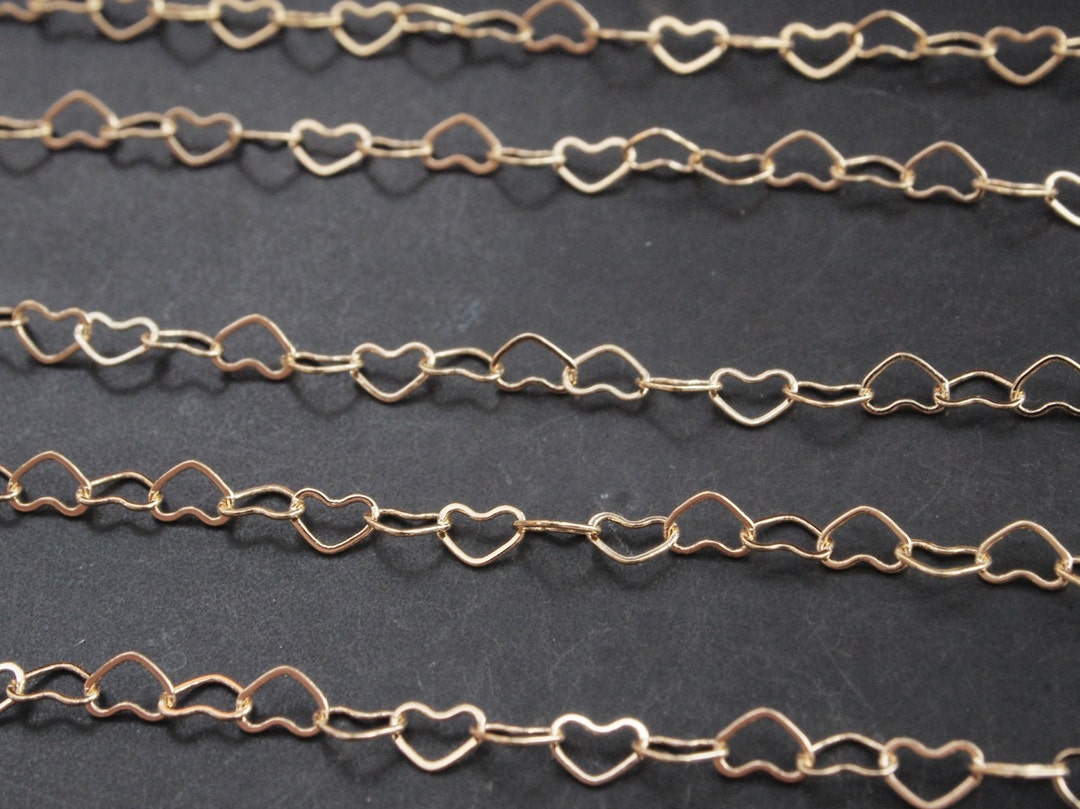 N0018/antitarnished Gold Plating Over Brass/heart Link Chain/4.5mmx3mm