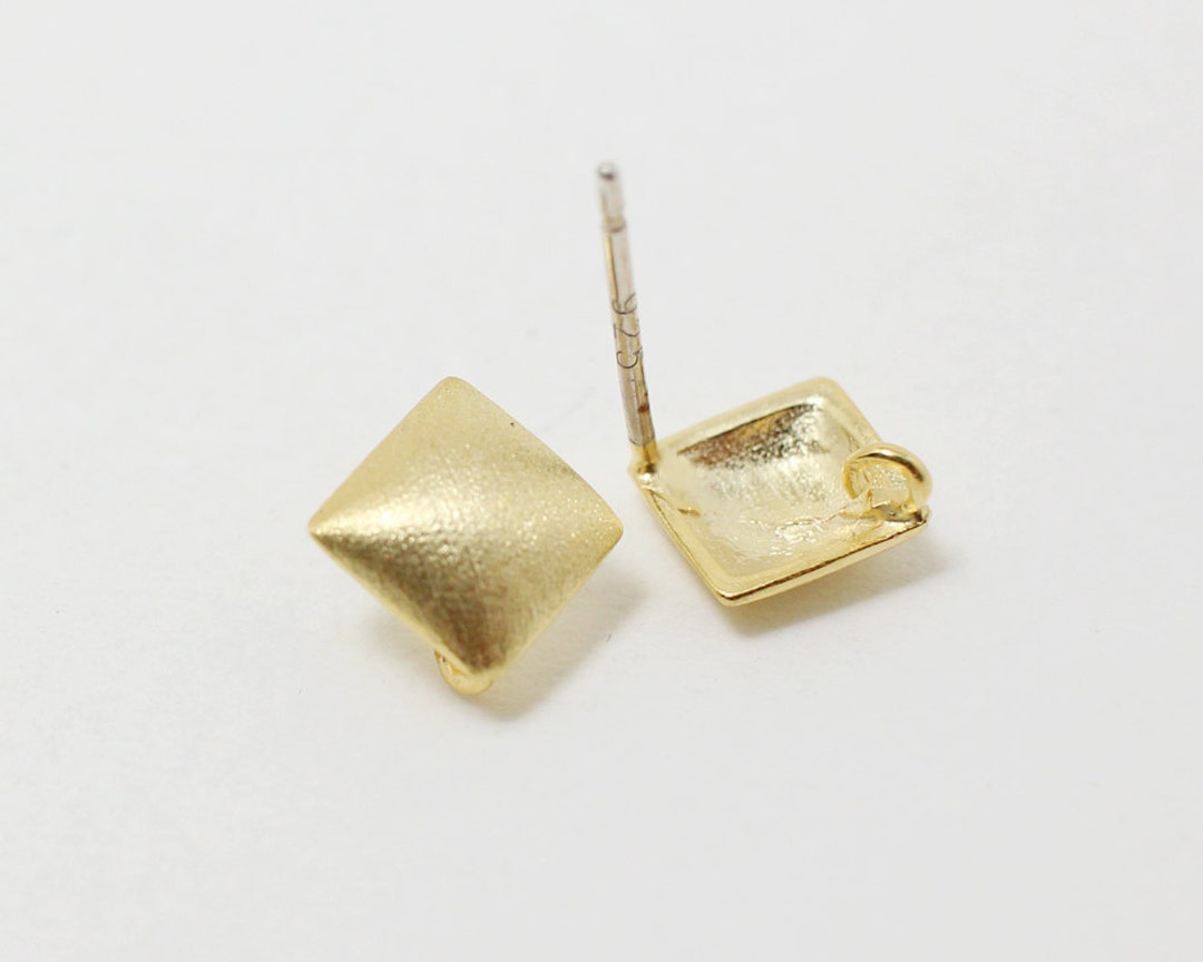 E0013/antitarnished Gold Plating Over Brasssterling Silver Post/square