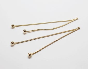 P0703-1/Anti-Tarnished Gold Plating Over Brass /Dangle Ball Chain Pendant long/75mm,3.5mm balls/2pcs