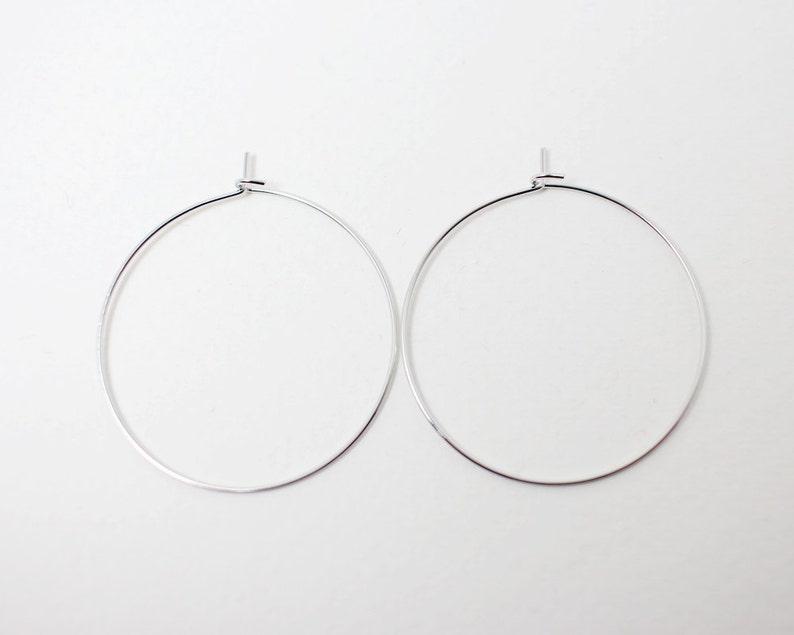 10pcs diameter B0009Anti-tarnished Rhodium Plating Over BrassHoop Earwire28mm