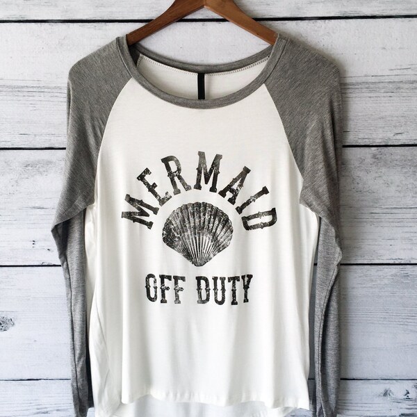 Womens Baseball Tee Mermaid off Duty - Comfortable, Soft Mermaid T Shirt - Small, Medium, Large