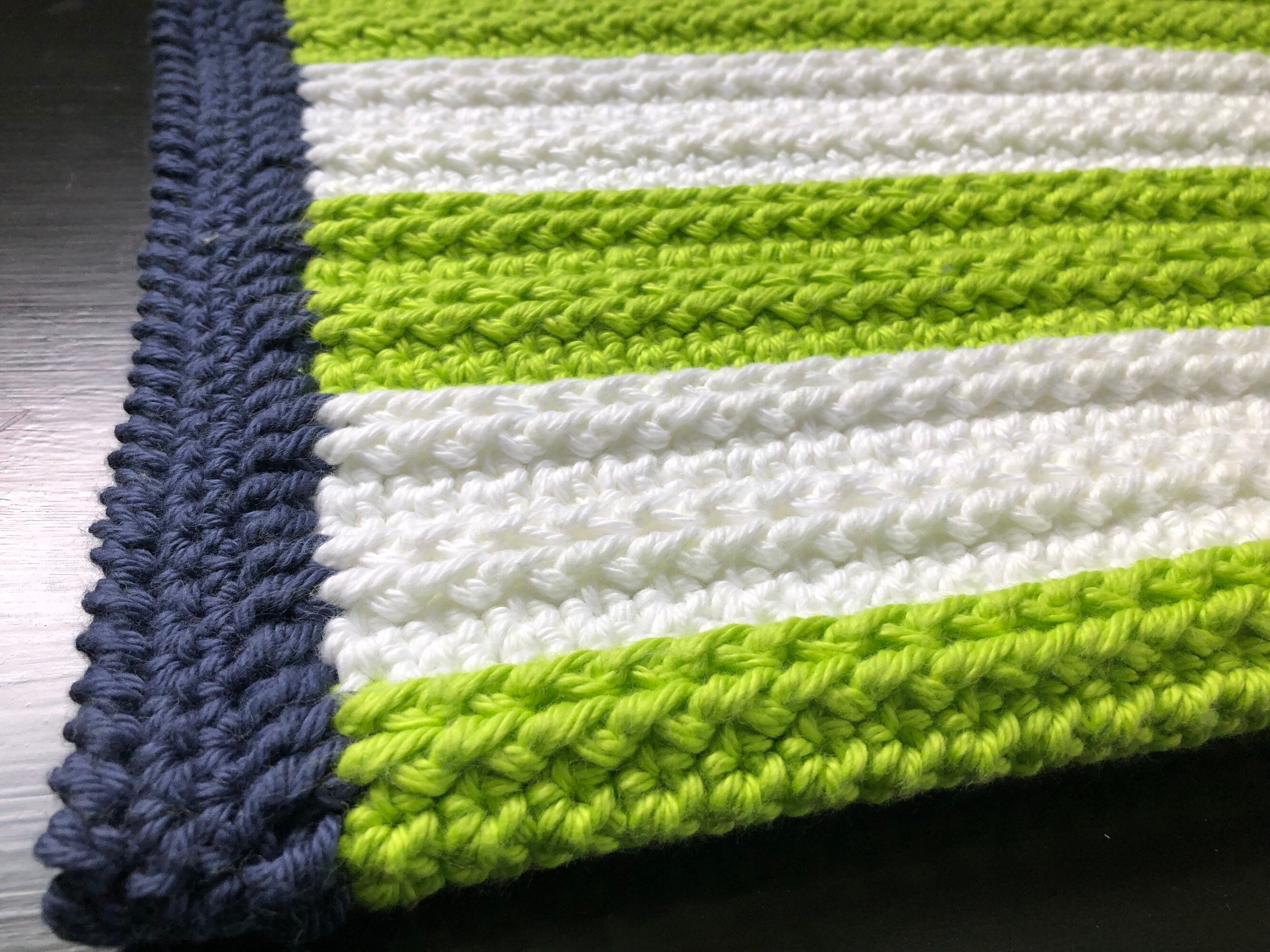 Lime Green White & Navy Blanket / Crochet Blanket / Etsy