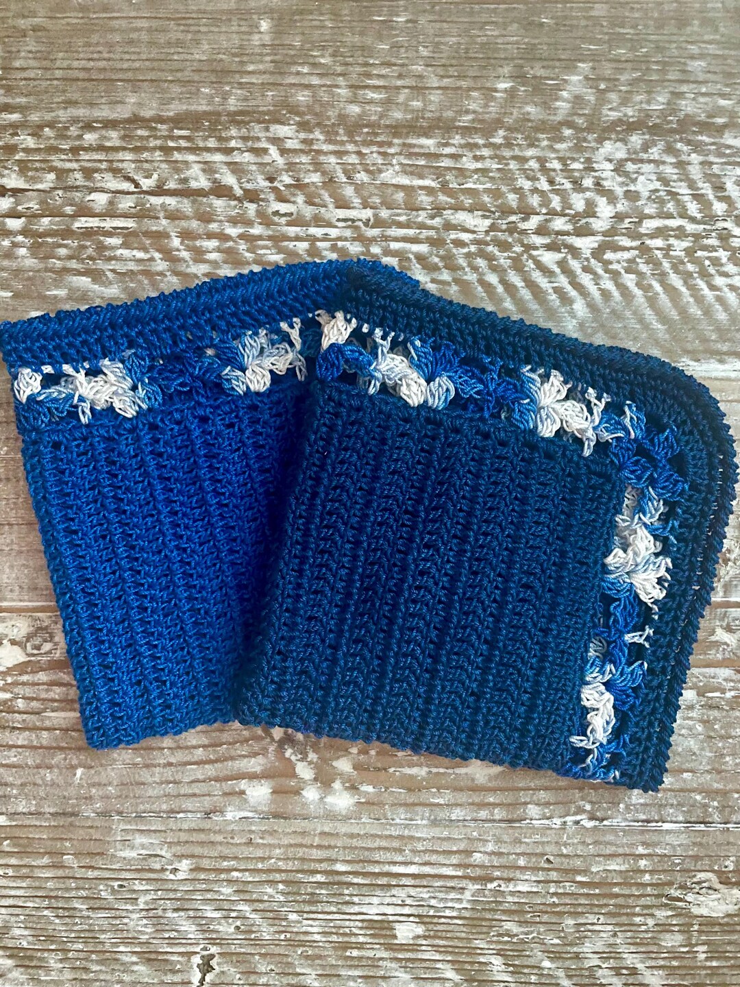 Navy and Royal Dishcloths / Blue Multi Edge / Dish Rags / 100% ...
