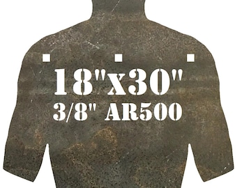 Objetivo Magnum de 3/8" AR500 Combatant Silhouette de 18" x 30" para campo de tiro de acero, objetivo metálico Gong (CS18x301AR500-NP-3H)