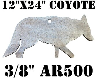 Objetivo Magnum de 30,5 x 60,9 cm y 9,5 mm AR500 Coyote Silhouette, blanco metálico para tiro con gong - COYOTE12x241AR500-1H