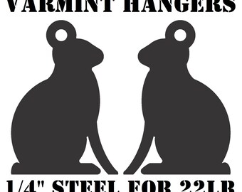 2 perchas Magnum Target para siluetas de conejo, alimañas y animales - 22 LR, blancos de tiro de acero dulce de 1/4" - HRAB2NP