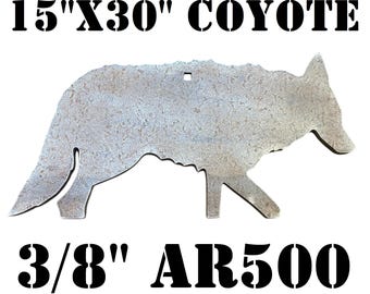 Blanco Magnum Target de 15"x30" 3/8" AR500, silueta de coyote, acero, metal, blanco de tiro - COYOTE15x301AR500-1H