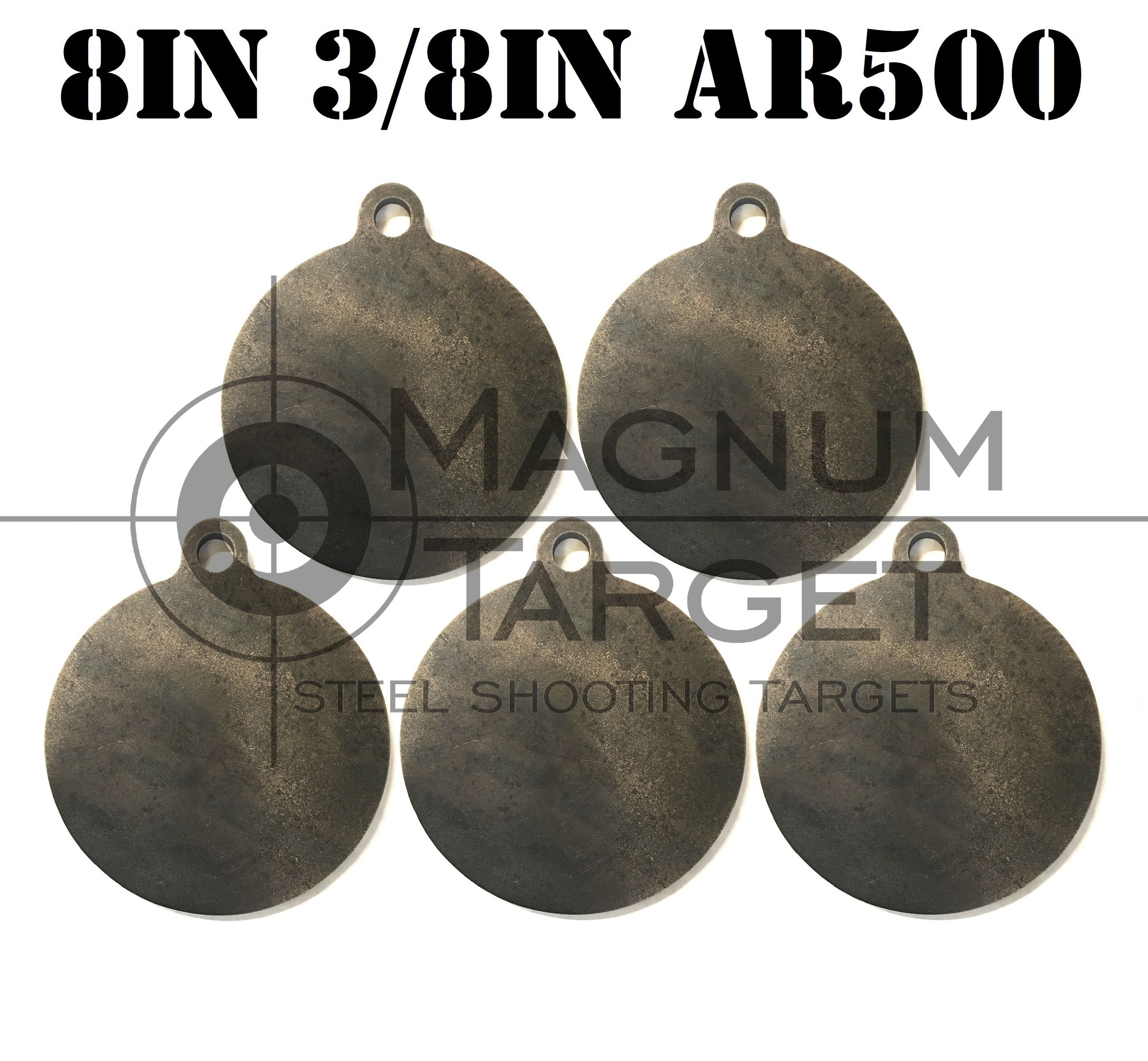 AR500 Steel Gong Targets-Steel Shooting Targets-Metal Targets-5pc 8 Inch Dia 