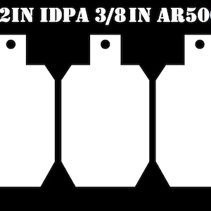 Magnum Target 12in. Tall IDPA/ISPC Steel Targets - 3/8in. AR500 Targets - 3pc. Metal Gong Set - HIDPA123WAR500