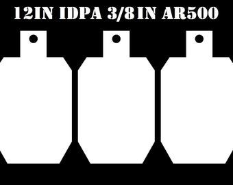 12in.Tall IDPA/ISPC Steel Targets - 3/8in. AR500 Targets - 3pc. Metal Gong Set - HIDPA123WAR500