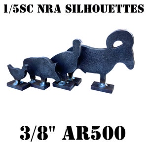 Magnum Target 3/8&quot; AR500 1/5sc. NRA/IHMSA Metallic Silhouette Steel Targets - 4pc Rifle Knockovers - 4NPAR500