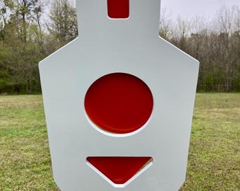 Blanco de tiro reactivo Magnum Target de acero AR500 de 3/8" con triple impacto y soporte en T (TTHT12x24TPM-KIT)