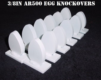 Blancos de tiro de acero Magnum Target - 12 nuevos Egg Knockover - Silueta de pistola y rifle de acción - EGG12WAR500