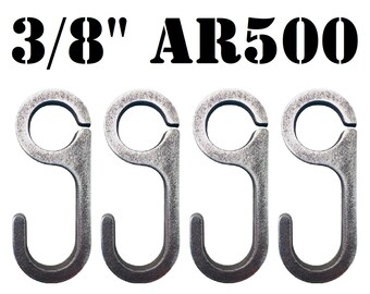 Ganchos de acero para colgar blancos de tiro Magnum Target de 3/8” AR500 de 4” de altura, 4 piezas, para conducto EMT de 3/4” o tubería de 3/4” (1.050” OD) (CH4AR500)