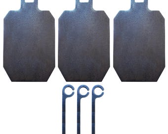 Objetivo Magnum AR500 de 3/8" con enclavamiento "Conozca sus límites". Objetivos de tiro de acero IDPA/IPSC KYL de 5" x 9" con ganchos.