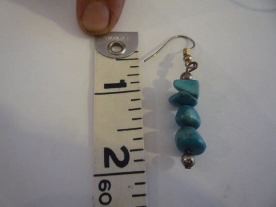 Vintage Chunky Turquoise Drop Earrings and Adjust… - image 3