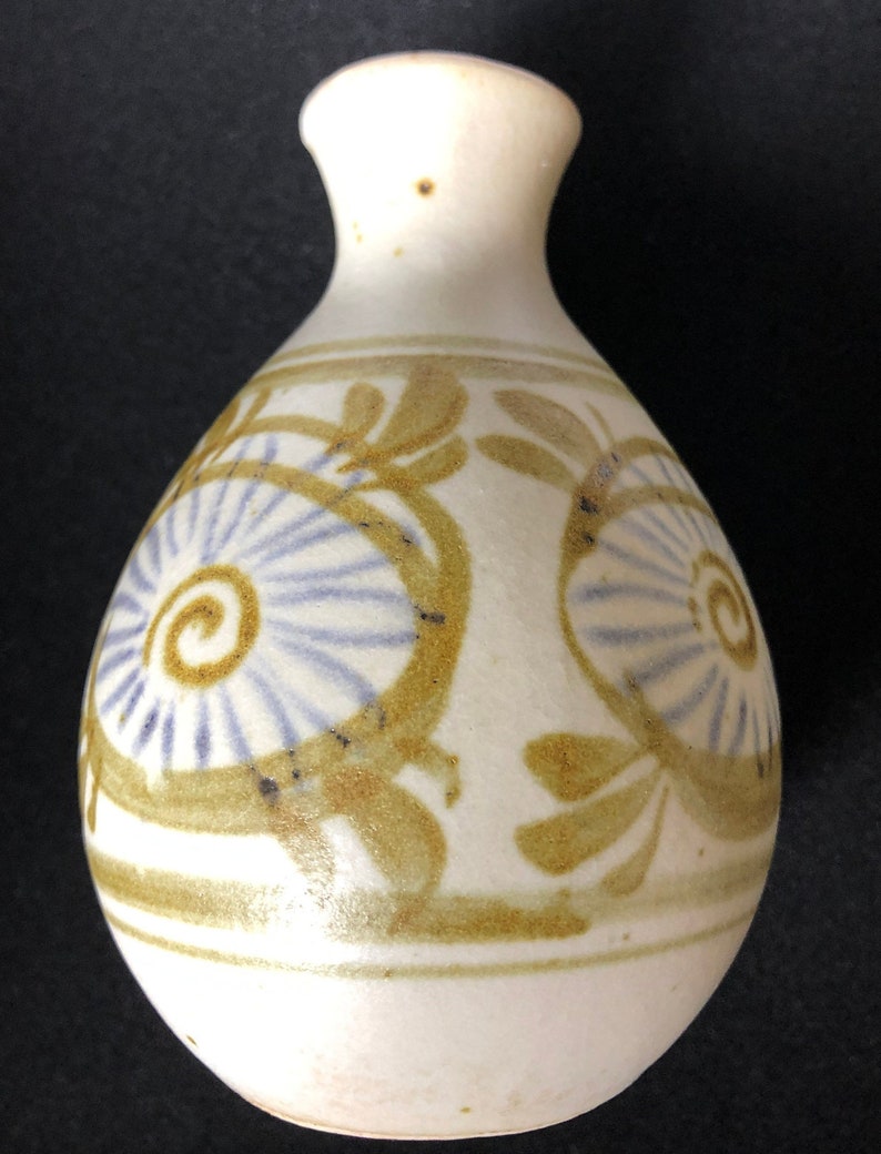 Vintage Made in Japan Mid Century Mod Graphics Small Pottery Vase