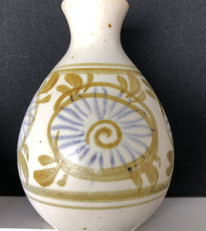 Vintage Made in Japan Mid Century Mod Graphics Small Pottery Vase