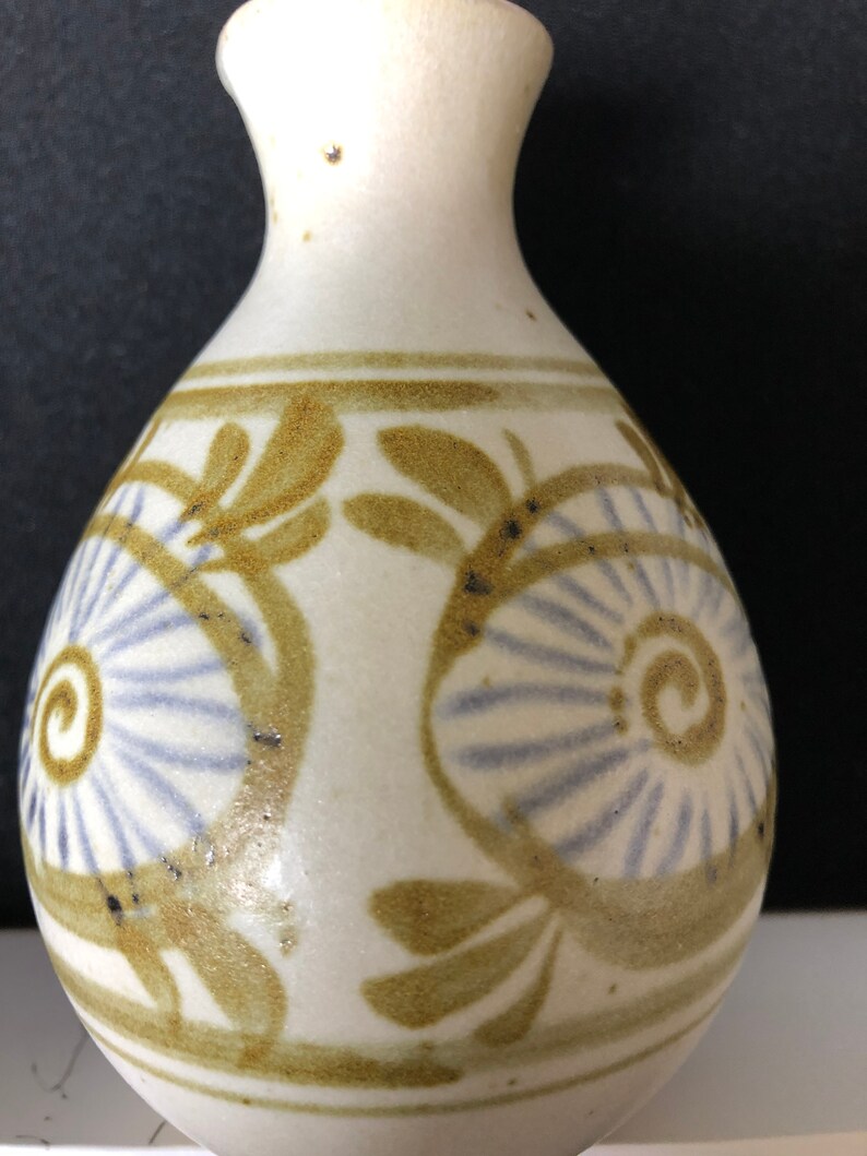 Vintage Made in Japan Mid Century Mod Graphics Small Pottery Vase