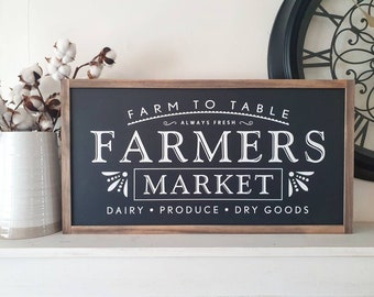 READY MADE - Ships in 1-3 days - Farmers Market - Framed Farmhouse Style Wood Sign - Farmhouse Decor Australia buy from the bush